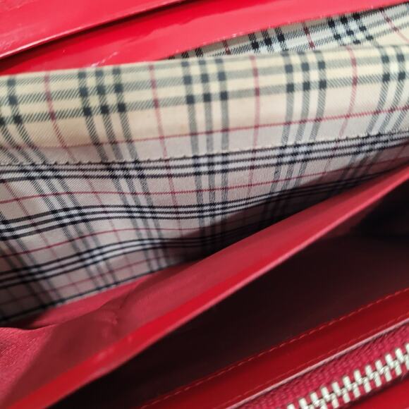 Burberry Leather Wallet Red Clutch Logo Large Nova Designer Vintage Folding Fair - Picture 7 of 13
